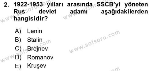 Orta Asya ve Kafkaslarda Siyaset Dersi 2024 - 2025 Yılı (Vize) Ara Sınavı 2. Soru