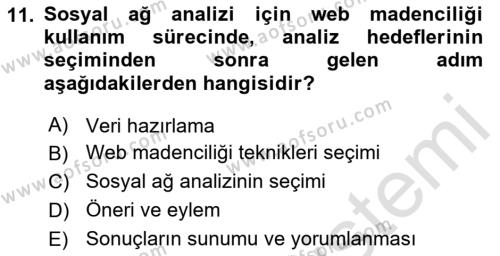 Sosyal Medyaya Giriş Dersi 2020 - 2021 Yılı Yaz Okulu Sınavı 11. Soru