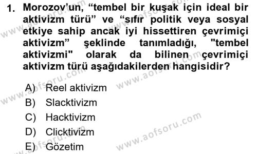 Sosyal Medyaya Giriş Dersi 2021 - 2022 Yılı Yaz Okulu Sınavı 1. Soru