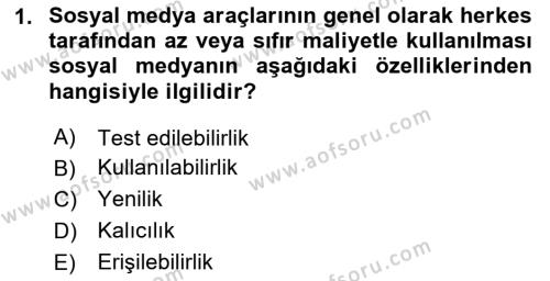 Sosyal Medya Platformları Dersi 2023 - 2024 Yılı (Vize) Ara Sınavı 1. Soru