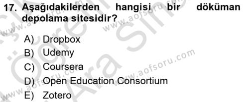 Sosyal Medya Platformları Dersi 2023 - 2024 Yılı (Vize) Ara Sınavı 17. Soru