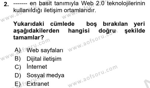 Sosyal Medya Platformları Dersi 2023 - 2024 Yılı (Vize) Ara Sınavı 2. Soru