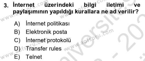 Sosyal Medya Platformları Dersi 2023 - 2024 Yılı (Vize) Ara Sınavı 3. Soru