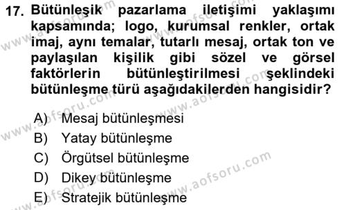 Dijital Çağda Reklam Dersi 2021 - 2022 Yılı (Final) Dönem Sonu Sınavı 17. Soru