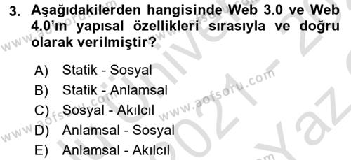 Dijital Çağda Reklam Dersi 2021 - 2022 Yılı Yaz Okulu Sınavı 3. Soru