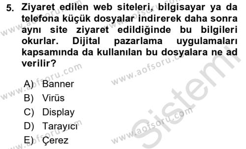 Dijital Çağda Reklam Dersi 2021 - 2022 Yılı Yaz Okulu Sınavı 5. Soru