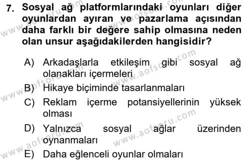 Dijital Çağda Reklam Dersi 2022 - 2023 Yılı Yaz Okulu Sınavı 7. Soru