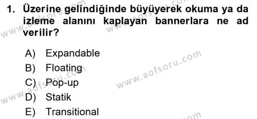 Dijital Çağda Reklam Dersi 2023 - 2024 Yılı (Vize) Ara Sınavı 1. Soru