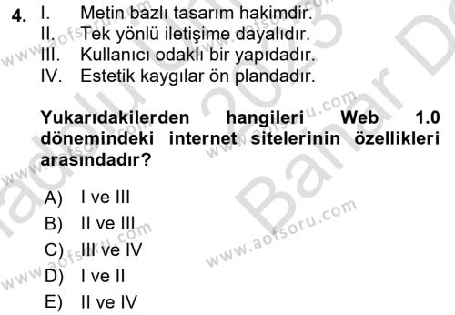 Dijital Çağda Reklam Dersi 2023 - 2024 Yılı (Vize) Ara Sınavı 4. Soru