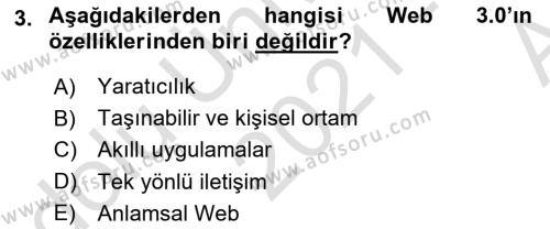 Dijital Medya ve Tüketici Dersi 2021 - 2022 Yılı (Vize) Ara Sınavı 3. Soru