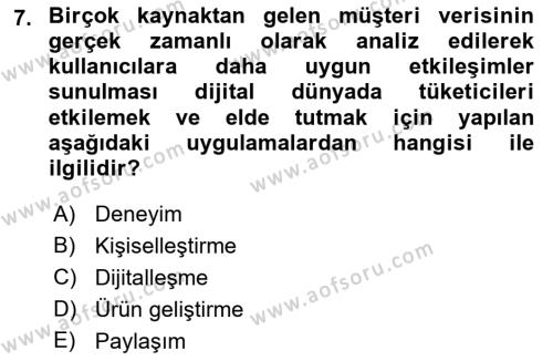 Dijital Medya ve Tüketici Dersi 2021 - 2022 Yılı (Vize) Ara Sınavı 7. Soru