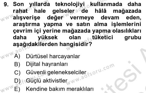 Dijital Medya ve Tüketici Dersi 2021 - 2022 Yılı (Vize) Ara Sınavı 9. Soru