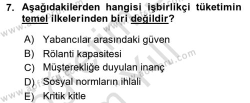 Dijital Medya ve Tüketici Dersi 2022 - 2023 Yılı Yaz Okulu Sınavı 7. Soru