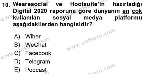 Dijital Medya ve Tüketici Dersi 2023 - 2024 Yılı (Vize) Ara Sınavı 10. Soru