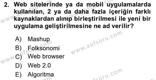 Dijital Medya ve Tüketici Dersi 2023 - 2024 Yılı (Vize) Ara Sınavı 2. Soru