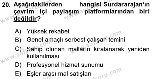 Dijital Medya ve Tüketici Dersi 2023 - 2024 Yılı (Vize) Ara Sınavı 20. Soru