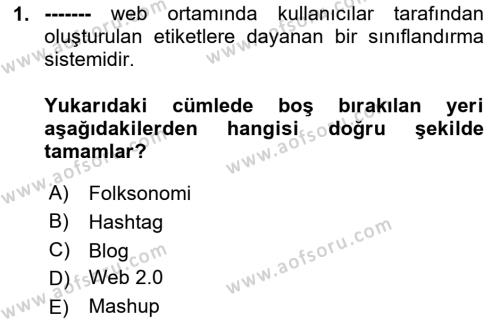 Dijital Medya ve Tüketici Dersi 2023 - 2024 Yılı Yaz Okulu Sınavı 1. Soru