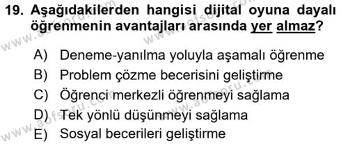 Dijital Medya ve Tüketici Dersi 2023 - 2024 Yılı Yaz Okulu Sınavı 19. Soru