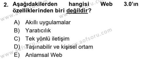 Dijital Medya ve Tüketici Dersi 2023 - 2024 Yılı Yaz Okulu Sınavı 2. Soru