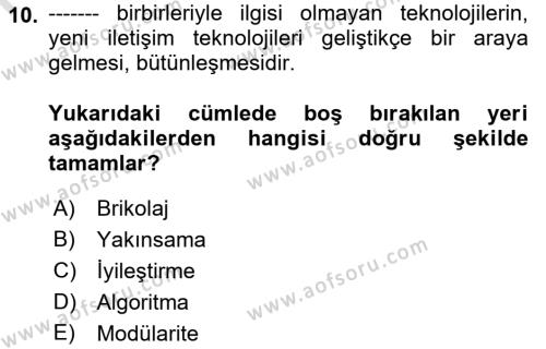 Sosyal Medya Yönetimi Dersi 2023 - 2024 Yılı (Vize) Ara Sınavı 10. Soru