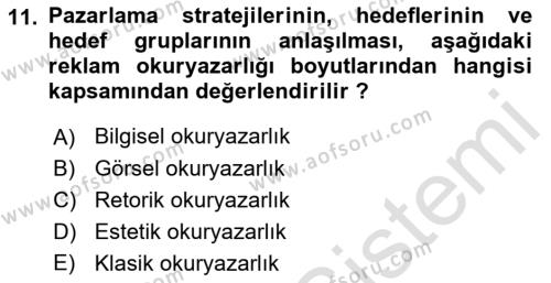 Sosyal Medya Yönetimi Dersi 2023 - 2024 Yılı (Vize) Ara Sınavı 11. Soru