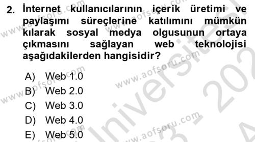 Sosyal Medya Yönetimi Dersi 2023 - 2024 Yılı (Vize) Ara Sınavı 2. Soru