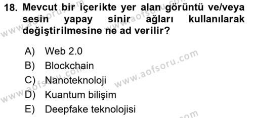 Sosyal Medya Yönetimi Dersi 2023 - 2024 Yılı (Final) Dönem Sonu Sınavı 18. Soru