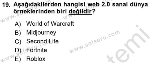 Sosyal Medya Yönetimi Dersi 2023 - 2024 Yılı (Final) Dönem Sonu Sınavı 19. Soru