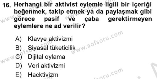 Sosyal Medya Yönetimi Dersi 2023 - 2024 Yılı Yaz Okulu Sınavı 16. Soru