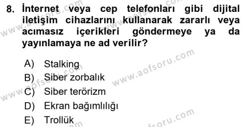 Sosyal Medya Yönetimi Dersi 2023 - 2024 Yılı Yaz Okulu Sınavı 8. Soru