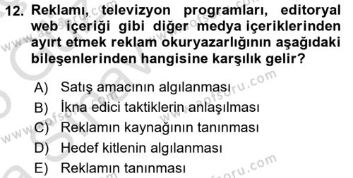 Sosyal Medya Yönetimi Dersi 2024 - 2025 Yılı (Vize) Ara Sınavı 12. Soru