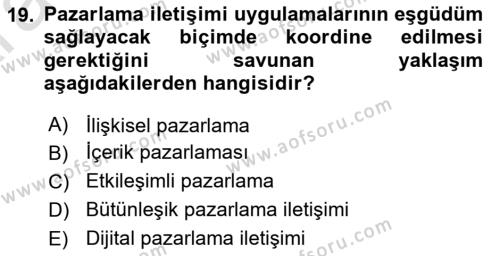 Sosyal Medya Yönetimi Dersi 2024 - 2025 Yılı (Vize) Ara Sınavı 19. Soru