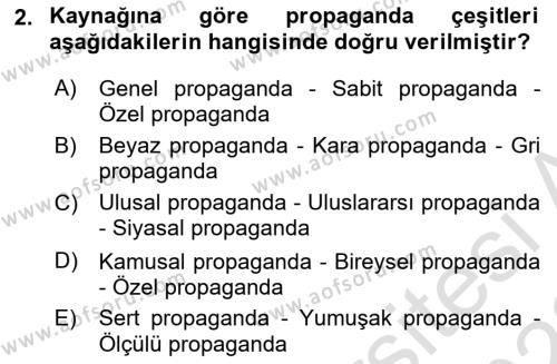 Sosyal Medya ve Propaganda Dersi 2021 - 2022 Yılı (Final) Dönem Sonu Sınavı 2. Soru