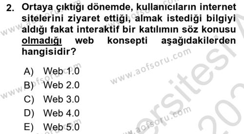 Dijital Yayıncılık Dersi 2020 - 2021 Yılı Yaz Okulu Sınavı 2. Soru