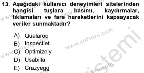 Sosyal Medya Araçları 2 Dersi 2020 - 2021 Yılı Yaz Okulu Sınavı 13. Soru