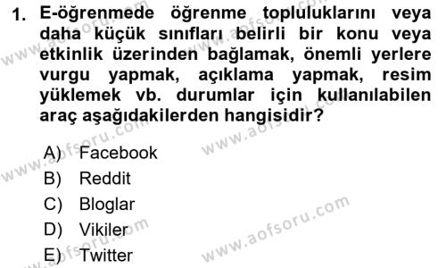 Sosyal Medya Araçları 2 Dersi 2021 - 2022 Yılı Yaz Okulu Sınavı 1. Soru