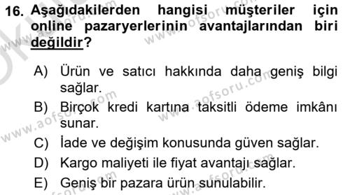 Sosyal Medya Araçları 1 Dersi 2020 - 2021 Yılı Yaz Okulu Sınavı 16. Soru