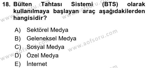 Sosyal Medya Araçları 1 Dersi 2020 - 2021 Yılı Yaz Okulu Sınavı 18. Soru