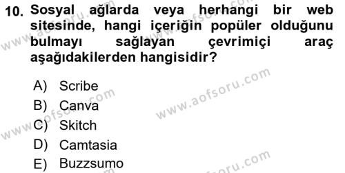 Sosyal Medya Araçları 1 Dersi 2021 - 2022 Yılı (Vize) Ara Sınavı 10. Soru