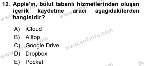 Sosyal Medya Araçları 1 Dersi 2021 - 2022 Yılı (Vize) Ara Sınavı 12. Soru