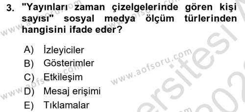 Sosyal Medya Araçları 1 Dersi 2021 - 2022 Yılı (Vize) Ara Sınavı 3. Soru