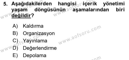 Sosyal Medya Araçları 1 Dersi 2021 - 2022 Yılı (Vize) Ara Sınavı 5. Soru