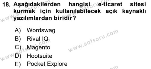 Sosyal Medya Araçları 1 Dersi 2021 - 2022 Yılı (Final) Dönem Sonu Sınavı 18. Soru