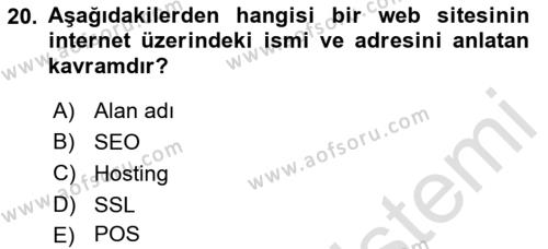 Sosyal Medya Araçları 1 Dersi 2021 - 2022 Yılı (Final) Dönem Sonu Sınavı 20. Soru