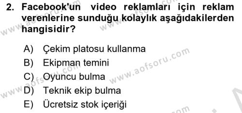 Sosyal Medya Araçları 1 Dersi 2021 - 2022 Yılı Yaz Okulu Sınavı 2. Soru