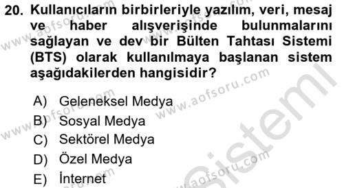 Sosyal Medya Araçları 1 Dersi 2021 - 2022 Yılı Yaz Okulu Sınavı 20. Soru