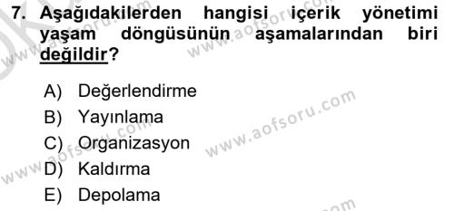 Sosyal Medya Araçları 1 Dersi 2021 - 2022 Yılı Yaz Okulu Sınavı 7. Soru