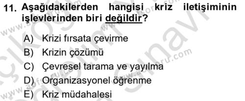 Sosyal Medya ve Kurumsal İletişim Dersi 2021 - 2022 Yılı (Vize) Ara Sınavı 11. Soru