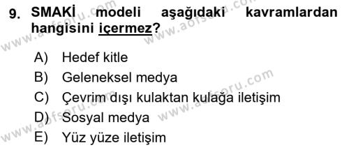 Sosyal Medya ve Kurumsal İletişim Dersi 2021 - 2022 Yılı (Vize) Ara Sınavı 9. Soru