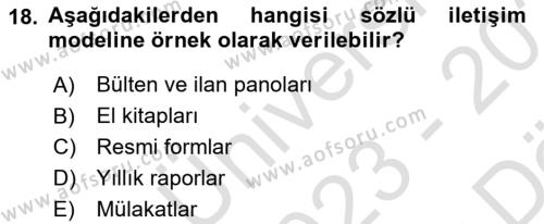 Sosyal Medya ve Kurumsal İletişim Dersi 2023 - 2024 Yılı (Vize) Ara Sınavı 18. Soru